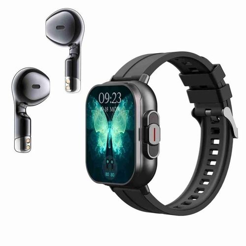 D8 2,01 Pouces 2 En 1 Bluetooth couteur Bracelet Silicone Montre Intelligente,Support Surveillance De La Sant / Bracelet Silicone Nfc (Noir) Noir