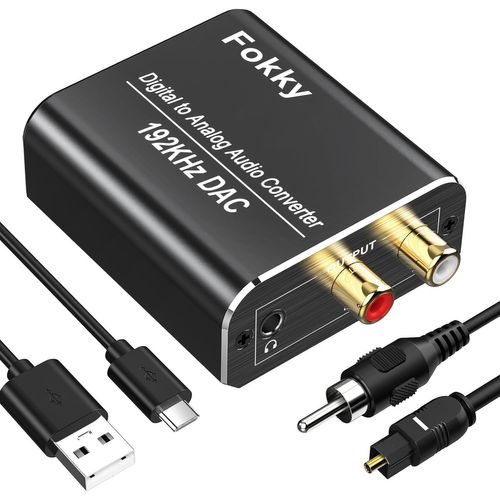 DAC Convertisseur 192 kHz DAC Convertisseur Numrique Analogique SPDIF Coaxial Toslink vers Analogique Stro RCA L/R 3,5 mm Adaptateur Audio avec Cble Optique + Cble Coaxial Optique vers Aux