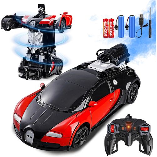Daioller Voiture Tlcommande Pour Enfants,Vhicule Robot Transformable,Jouet Vhicule Rechargeable Avec Rotation  360 Degrs,Robot Enfant Avec Brume De Pulvrisation,Garons De 5, 6, 7, 8, 9 Ans