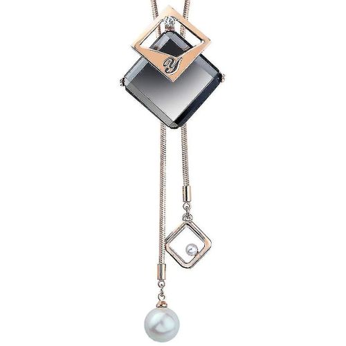 Dames Fringe Pull Chane Collier Simple Carr Long Collier Personnalit Pendentif Polyvalent