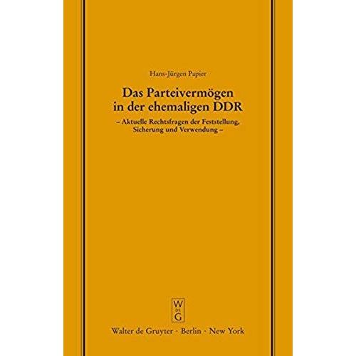 Das Parteivermgen In Der Ehemaligen Ddr    Format Reli 