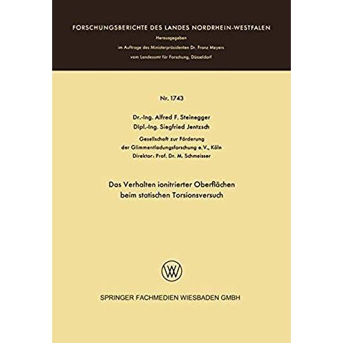 Das Verhalten Ionitrierter Oberflchen Beim Statischen Torsionsversuch    Format Broch 