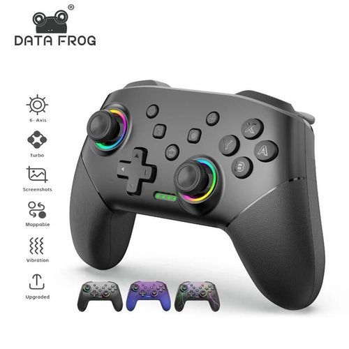 Data Frog-Manette Sans Fil Pour Nintendo Switch, Oled, Lite Console Pro, Gamepad Avec Batterie 1000mah, Fonction Turbo Programmable Thunder Light