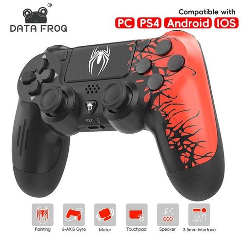 Data Frog-Manettes De Jeu Sans Fil Compatibles Bluetooth, Manette De Jeu Spide, Manette De Jeu Ps4 Slim, Manette De Console Pro, Manette De Jeu Pc Black