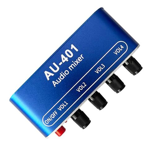 DC 5V-12V AU-401 Stereo Audio Mixer 4 Input 1 Output Individually Controls Board Sound Mixing DIY H