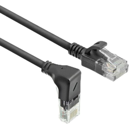 DC3903 Cble rseau CAT6A coud  90 vers le bas U/UTP LSZH Cble LAN fin de 3,6 mm Cble Ethernet flexible avec fiche RJ45 Pour une utilisation dans les centres de donnes, 3 m