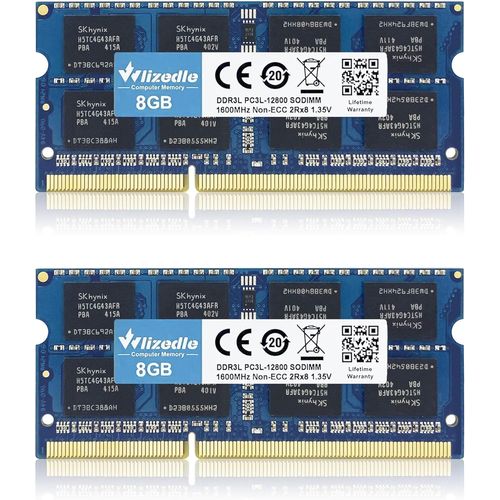 DDR3/DDR3L Laptop Mmoire RAM 16Go Kit (2x8GB) 1600MHz CL11 SODIMM Module de Mmoire PC3-12800 /PC3L-12800 204-Pin 1.35V/1.5V Notebook Memory pour Ordinateur Portable, Bleu