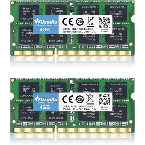 DDR3/DDR3L Laptop Mmoire RAM 8Go Kit (2x4GB) 1600MHz CL11 SODIMM Module de Mmoire PC3-12800 /PC3L-12800 204-Pin 1.35V/1.5V Notebook Memory pour Ordinateur Portable, Vert