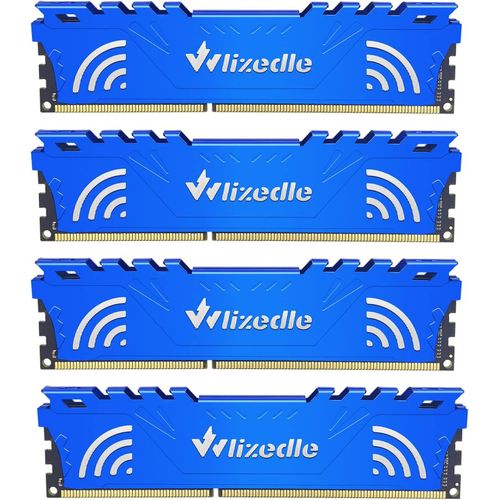 DDR3 Mmoire RAM 32Go Kit (4x8Go) 1866MHz CL13 UDIMM Module de Mmoire PC3-14900 240-Pin 1.5V pour Ordinateur de Bureau, Bleu