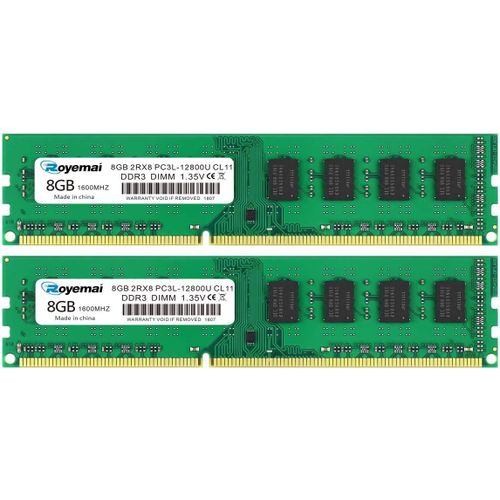 DDR3L-1600 UDIMM Kit 16Go (2x8Go) 2Rx8 PC3L-12800U 8Go PC3-12800 240 Broches Non ECC Non Tamponn 1.35V CL11 Double Range Mmoire De Bureau Ram