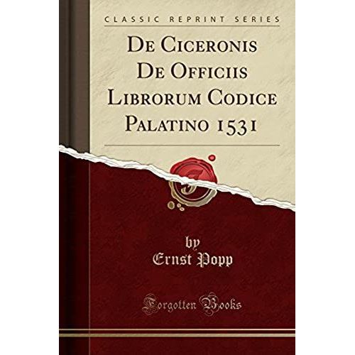 Popp, E: Ciceronis De Officiis Librorum Codice Palatino 1531    Format Broch 