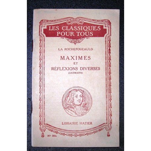 Maximes Et Rflexions Diverses Extraits Notes Et Notices Par Mme Vigneron   de De La Rochefoucauld, Franois 