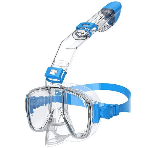 De Plonge Pliable Anti-Bue,Ensemble De S De Plonge Avec Systme Suprieur Entirement Sec Pour Une Natation Gratuite,quipement De Plonge En Apne Professionnel Pou - Type Blue Transparent-L/Xl