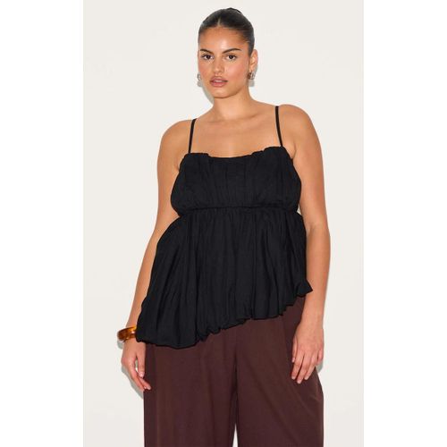 Dbardeur Asymtrique Bouffant En Effet Lin Noir, Noir