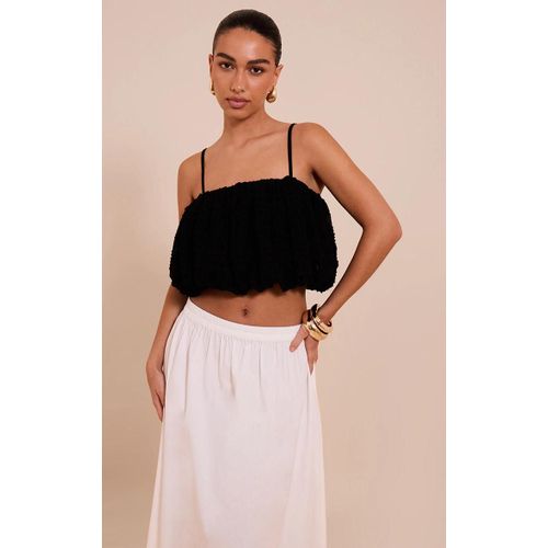 Dbardeur Bouffant En Mousseline De Soie Texture Noire, Noir