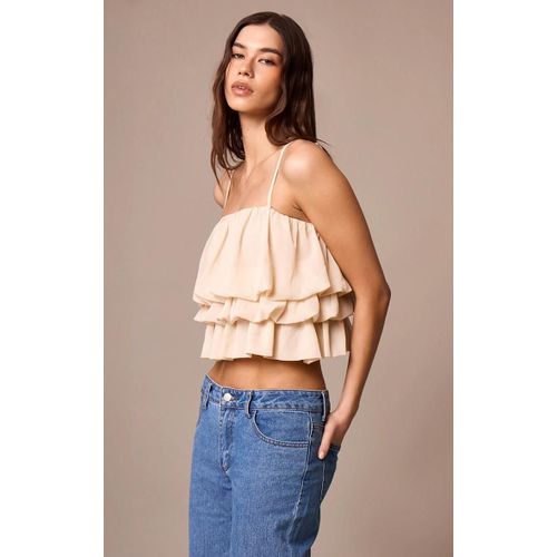 Dbardeur En Mousseline De Soie Crme  tages Bouffants, Crme