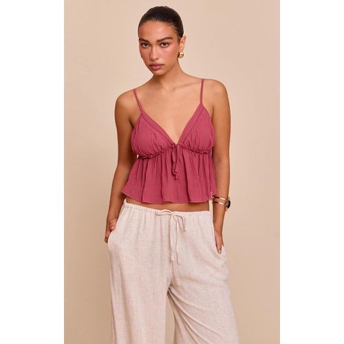 Dbardeur En Mousseline De Soie Rose Ple Fronc Nou Devant, Rose Blush