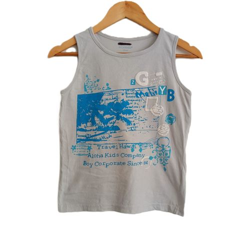Debardeur Gris  Palmiers Bleus. In Extenso. Coton. Taille 12 Ans