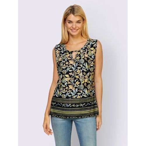 Dbardeur Joli Motif Floral - Linea Tesini - Noir-Citron Imprim
