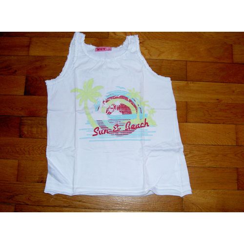 Dbardeur Sans Manche Col Rond Avec Dentelle Blanc Motif Poitrine Ile Palmier Sun And Beach Rouge Vert Et Bleu Nky Taille 12 Ans