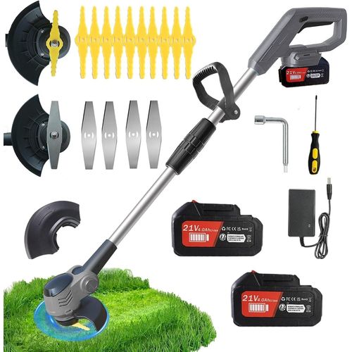 Debroussailleuse Electrique Sans Fil 21v 4.0ah Coupe Bordure Sans Fil Avec Batterie&deux Types De Lames Poigne Tlescopique  Faible Bruit Taille Bordure Convient Pour Jardin,Pelouse,Ferme