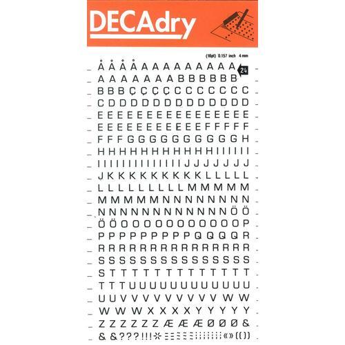 Decadry Lettres Transferts (1 Feuille) Dd24f 4 Mm Noir