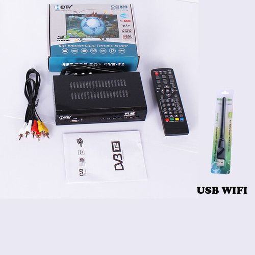 Dcodeur Numrique HD DVB T2 TV Tuner Support H.264 1080P Rcepteur Terrestre Soutien WIFI DVB-C TV Tuner DVB-T2 Dcodeur - Type DVB T2 WIFI