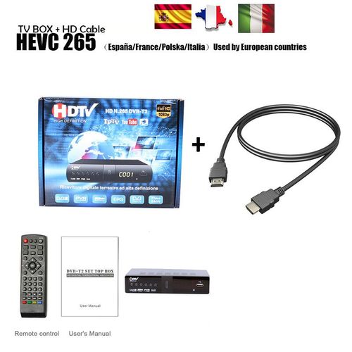 Dcodeur Numrique HD DVB T2 TV Tuner Support H.264 1080P Rcepteur Terrestre Soutien WIFI DVB-C TV Tuner DVB-T2 Dcodeur - Type EU DVB T2 #A