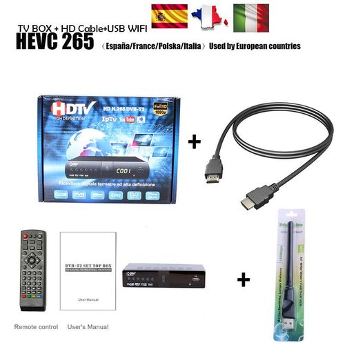 Dcodeur Numrique HD DVB T2 TV Tuner Support H.264 1080P Rcepteur Terrestre Soutien WIFI DVB-C TV Tuner DVB-T2 Dcodeur - Type EU DVB T2 #B