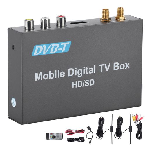 Decodeur Tv Numerique Pour Voiture 1920 X 1080p Dvb-T Double Tuner Avec Telecommande 4 Broches Dc 12-24 V Noir