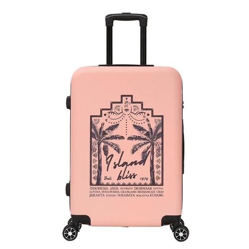 Deeluxe - Valise Long Sjour Grande Taille Rigide Abs 4 Roues Double 76cm Tropical Dream Rose