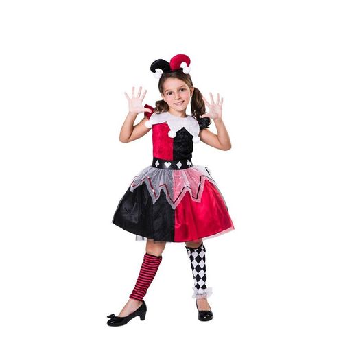 Dguisement De Arlequine Rouge Et Noire Pour Fille (Taille 5-6a)