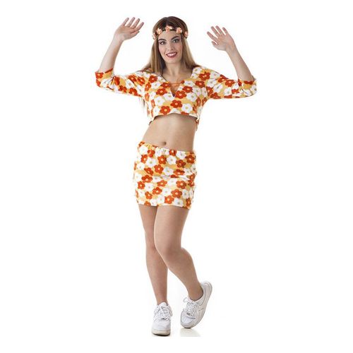 Dguisement Haut Et Minijupe Hippie Fleurs Orange Femme