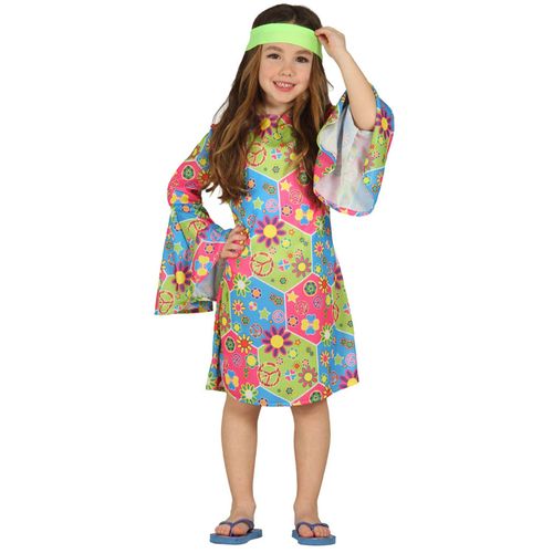 D?Guisement Hippie Avec Symboles Color?S Fille 7 ? 9 Ans (125-135 Cm)