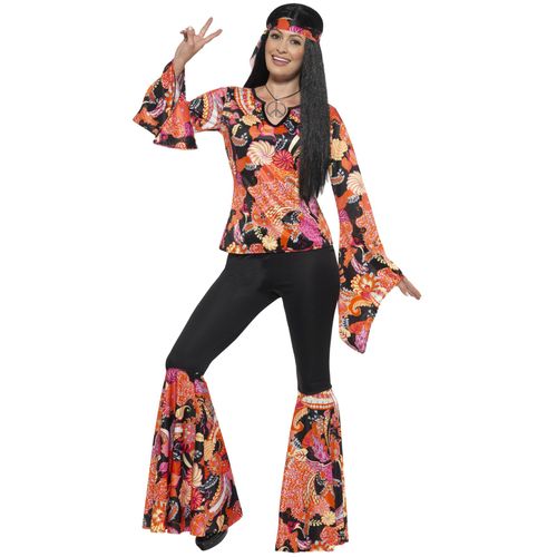Dguisement Hippie Noir Et Multicolore Femme Xl