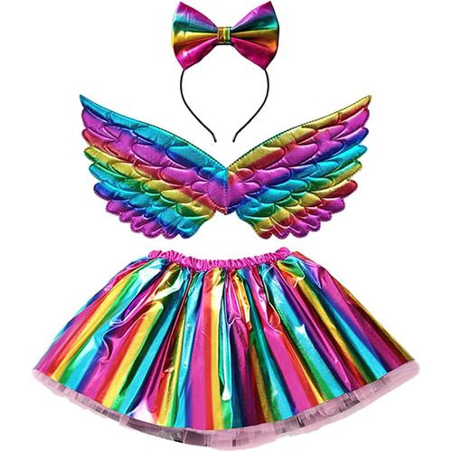 Deguisement Princesse Enfant Licorne Fille, Jupe Tutu Avec Ailes Bandeau Licorne,Robe Princesse Fille Licorne Pour Carnaval Fte Anniversaire Cadeaux