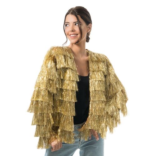 Dguisement Veste Scintillante Franges Or Femme