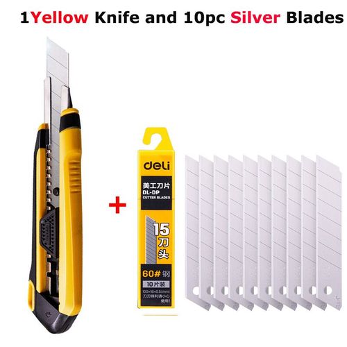 Deli Couteau Utilitaire Couteaux De Poche,Lame Rtractable Sk4 Papier Unboxing,Couteau De Poche 18mm Outil De Coupe Noj Cuchello Facas Papeterie De Bureau Et De Maison - Type With Silver Blade #B