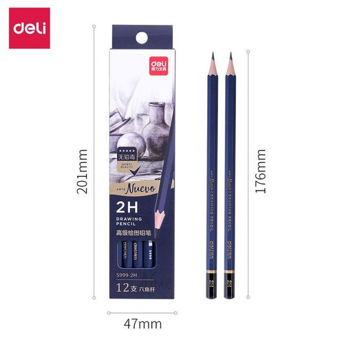 Deli-Crayon  Dessin Professionnel En Bois,3h 2h 2b 3b 4b 5b 6b 7b 8b 9b 10b 12b 14b,Fournitures De Papeterie - Type 2h-3pcs