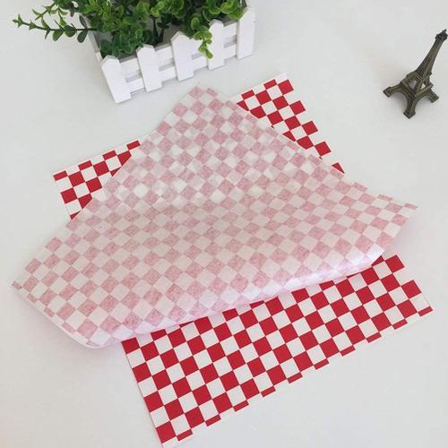 Deli-Panier  Bonbons  Carreaux Papiers D'emballage Pour Aliments  Doublure Rpulsif Emballage De Sandwich Burger Rouge Et Blanc En 10 Pices