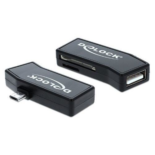 DeLOCK Micro USB OTG Card Reader + 1 x USB port - Lecteur de carte (MMC, SD, microSD, SDHC, microSDHC, SDXC, microSDXC)