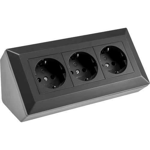 Delphi Bloc Multiprise 3 Prises, Couleur Noir, 250 V/16 A, 3600 W, Montage En Saillie
