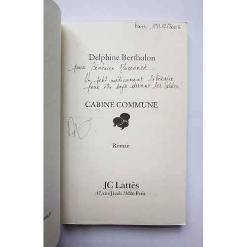 Delphine Bertholon Cabine Commune Avec Un Envoi Autographe Sign 2006 Flammarion