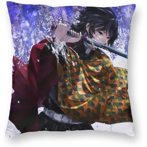 Demon Slayer Tomioka Giyuu Anime Coussin De Luxe Respirant Housse De Coussin Dcorative Carre Douce Taie D'oreiller Accent Taie D'oreiller 18