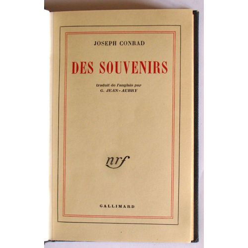 Des Souvenirs   de Joseph Conrad 