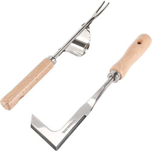 Dsherbeur Manuel 2 Pices, Outil De Dsherbage En Acier Inoxydable, Dsherbeur De Jardin, Fourche De Jardinage, Dsherbeur De Racines, Avec Poigne Ergonomique