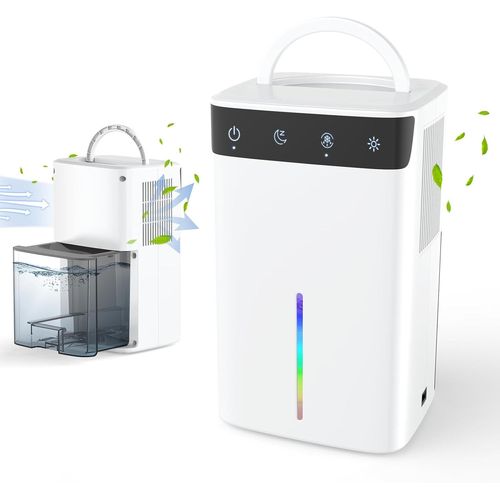 Deshumidificateur D' Air Anti Moisissure,Dshumidificateur De 2.6L Pour La Maison,Arrt Automatique Et Lumire Led 7 Couleurs, Portable, Dshumidificateur Silencieux Pour Chambre, Bains, Arm[Q25]