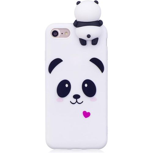 Dessin Anim 3d Panda Silicone Coque Iphone 7/8 (4,7''),Coeur D'amour Motif Animaux Ultra Mince Souple Fine Caoutchouc Housse De Arrire Antichoc Flexible Gel Tpu tui De Tlphone,Blanc#1