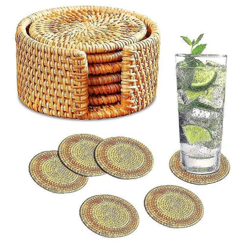 Dessous De Verre En Rotin, lgants Dessous De Verre Tresss Faits  La Main, Tasse  Th En Rotin Pour Ftes De Fin D'anne, Artisanat Cratif Pour Table De Cuisine