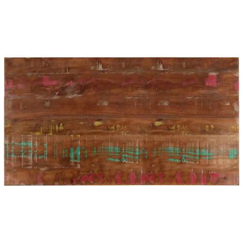 Dessus De Table 100x60x2,5cm Rectangulaire En Bois Massif Recupere | Teck, Manguier, Pin Et Hetre, Design Rustique, Surface Lisse Facile A Nettoyer, Multifonctionnel